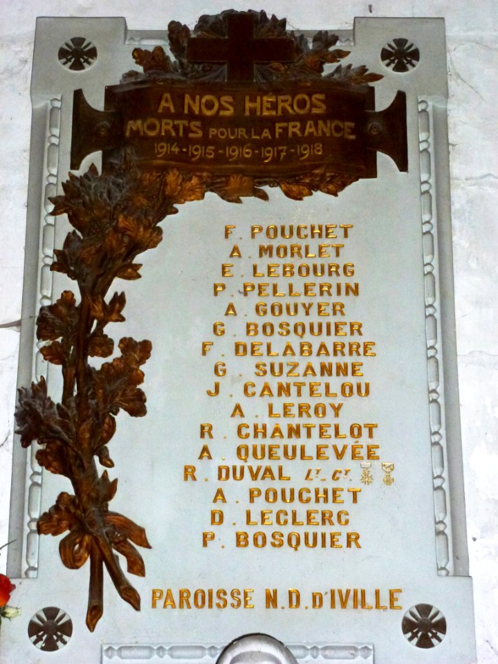Iville (Eure, Fr) église, plaquette monument aux morts
