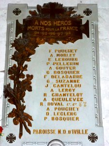 Iville (Eure, Fr) église, plaquette monument aux morts