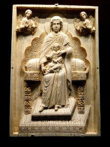 Ivory Plaque with Enthroned Mother of God (Stroganoff Ivory), 950-1025 AD, Byzantine, Constantinople, ivory - Cleveland Museum of Art - DSC08411
