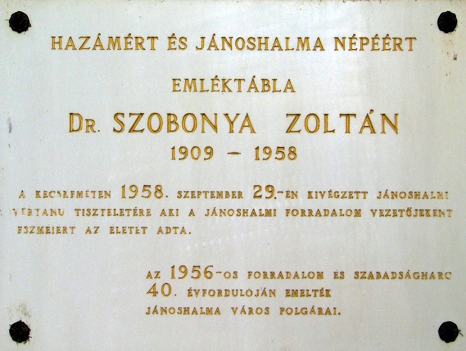Jánoshalma Szobonya Zoltán