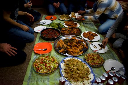 Iraqi dinner spread