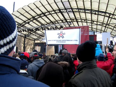 Iranska flyktingars riksförbund at demonstration against Swedish migration policy in Stockholm