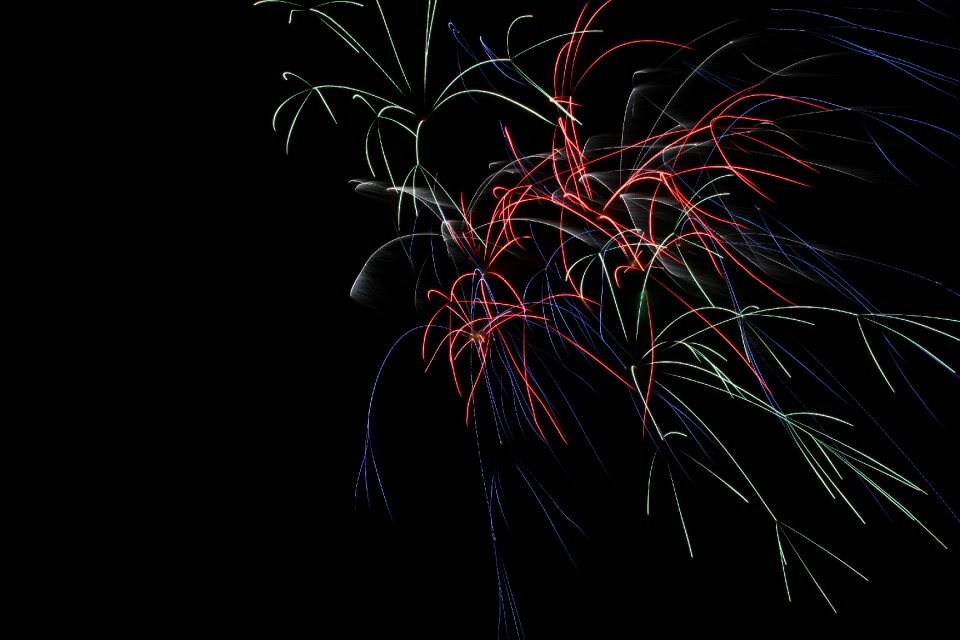 Fireworks long exposure color