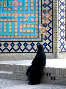 Iranian alone woman - sited near Mohammad Al Mahruq Mosque - Nishapur 1