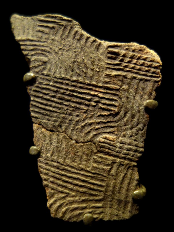Irene complicated stamped sherd, Irene Period, AD 1300-1580, 28.0 37 - Fernbank Museum of Natural History - DSC00202