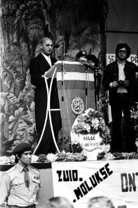 Ir. Johan Manusama 1910-1995 (president RMS) tijdens zijn rede, Bestanddeelnr 927-8921