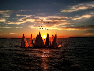 Sailboats seascape landscape