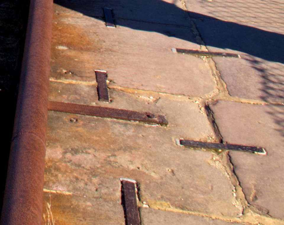 Iron Cramps holding stones together on C and O Canal Rileys Lock