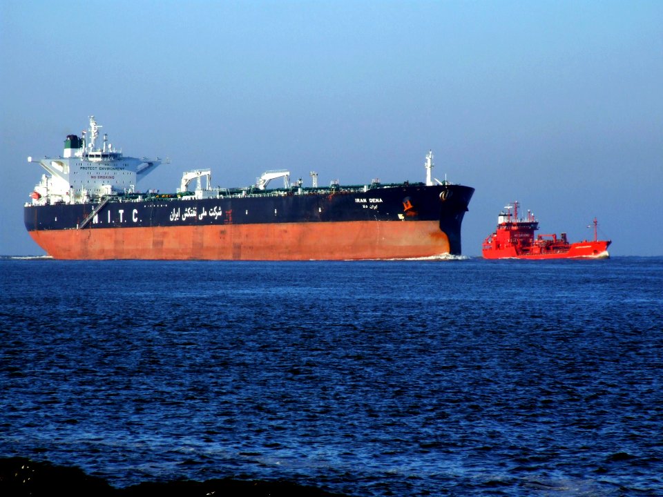 Iran Dena IMO 9218480 and Christian Essberger approaching Port of Rotterdam, Holland 15-Dec-2007
