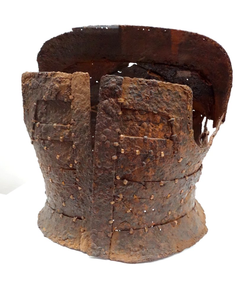 Iron Tanko Armor, Kofun period, 5th century, from Nagatoronishi Tumulus, Takasaki-shi, Gunma, iron plates sewn with leather strings - Tokyo National Museum - DSC06384
