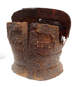 Iron Tanko Armor, Kofun period, 5th century, from Nagatoronishi Tumulus, Takasaki-shi, Gunma, iron plates sewn with leather strings - Tokyo National Museum - DSC06384