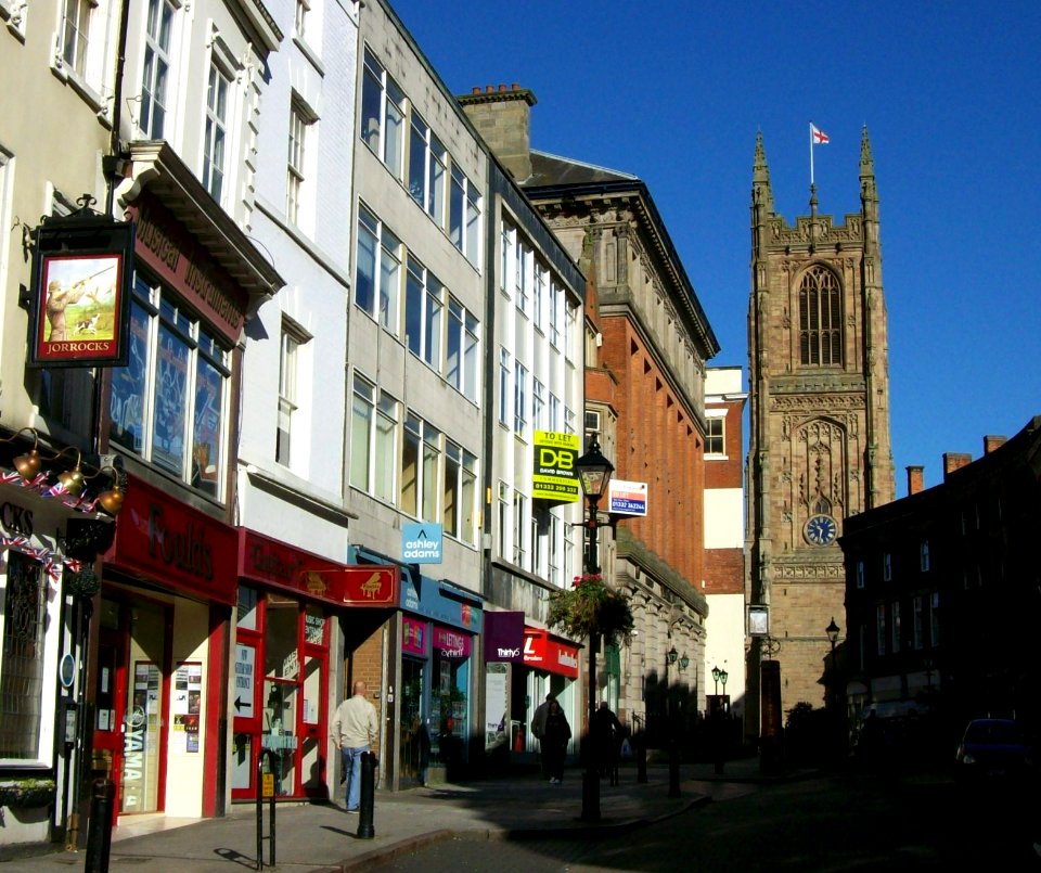 Iron Gate, Derby- with cathedral tower