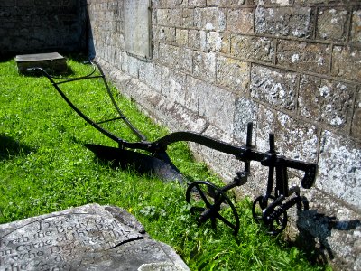 Iron plough at St Kew church