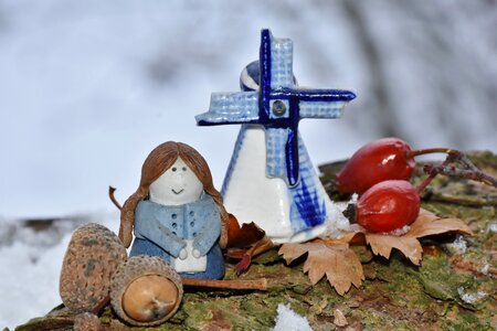 Blue white windmill photo