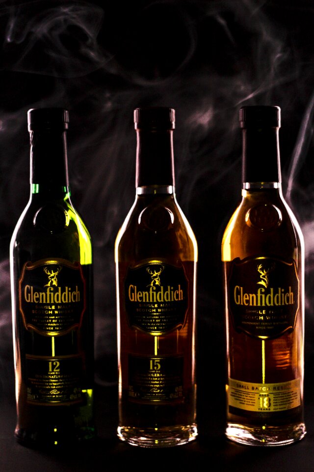 Alcoholic spirit glass bottles