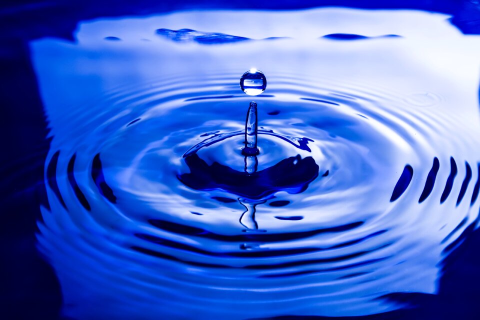 Splash blue liquid