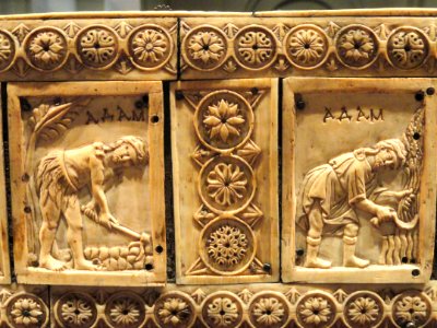 Ivory Box with Scenes of Adam and Eve, 1000-1100s AD, Byzantine, Constantinople, ivory, wood - Cleveland Museum of Art - DSC08382