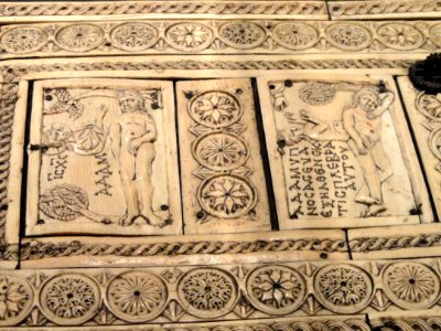Ivory Box with Scenes of Adam and Eve, 1000-1100s AD, Byzantine, Constantinople, ivory, wood - Cleveland Museum of Art - DSC08383