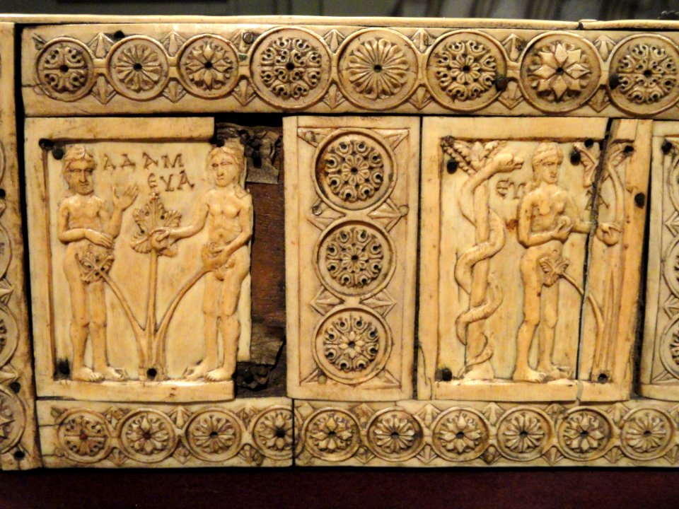 Ivory Box with Scenes of Adam and Eve, 1000-1100s AD, Byzantine, Constantinople, ivory, wood - Cleveland Museum of Art - DSC08378