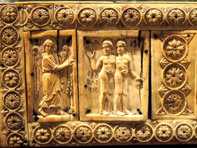 Ivory Box with Scenes of Adam and Eve, 1000-1100s AD, Byzantine, Constantinople, ivory, wood - Cleveland Museum of Art - DSC08381