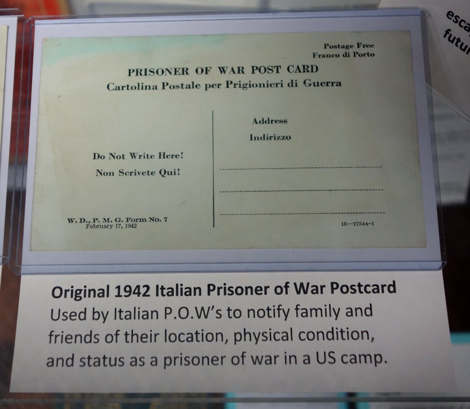 Italian Prisoner of War Postcard, 1942 - Fort Devens Museum - DSC07157