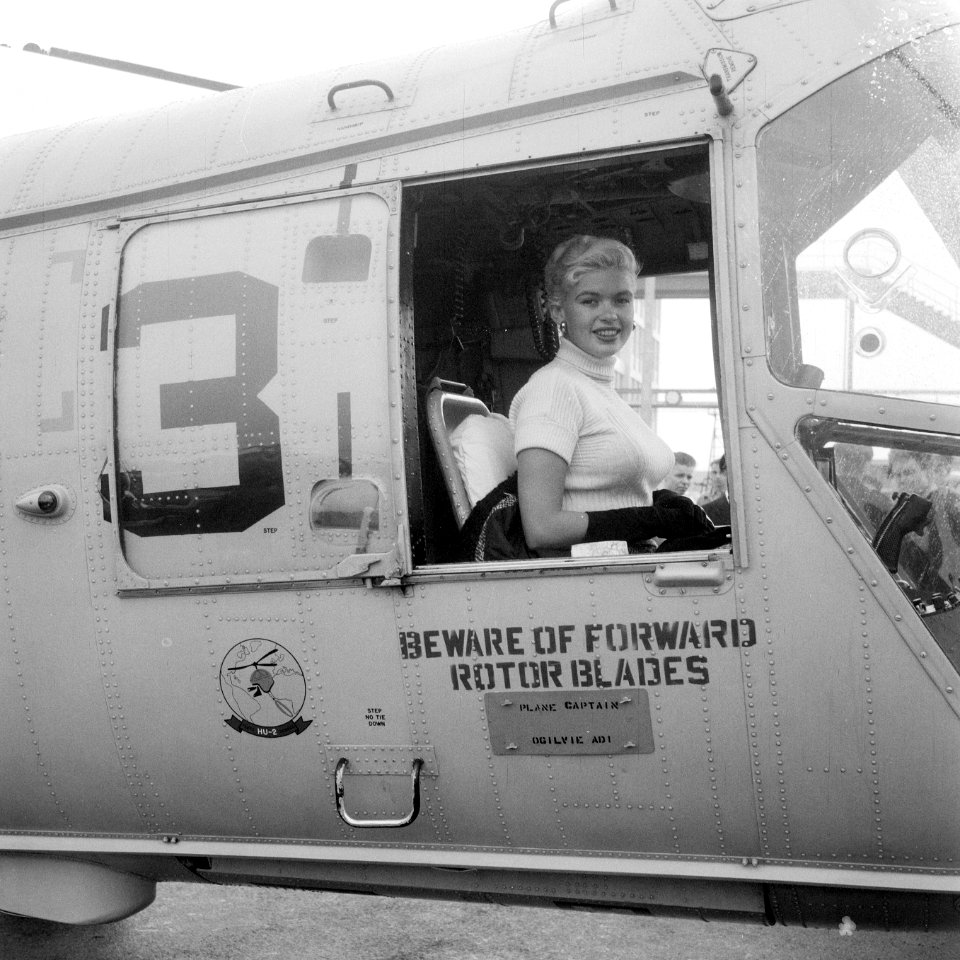 Jayne Mansfield vertrekt per helicopter naar Rotterdam, Bestanddeelnr 909-0250