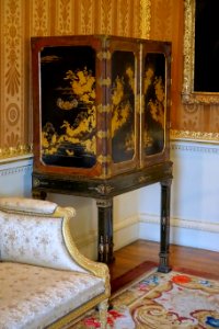 Japanned cabinet, Chippendale, 2 of 2 - Cinnamon Drawing Room - Harewood House - West Yorkshire, England - DSC01945