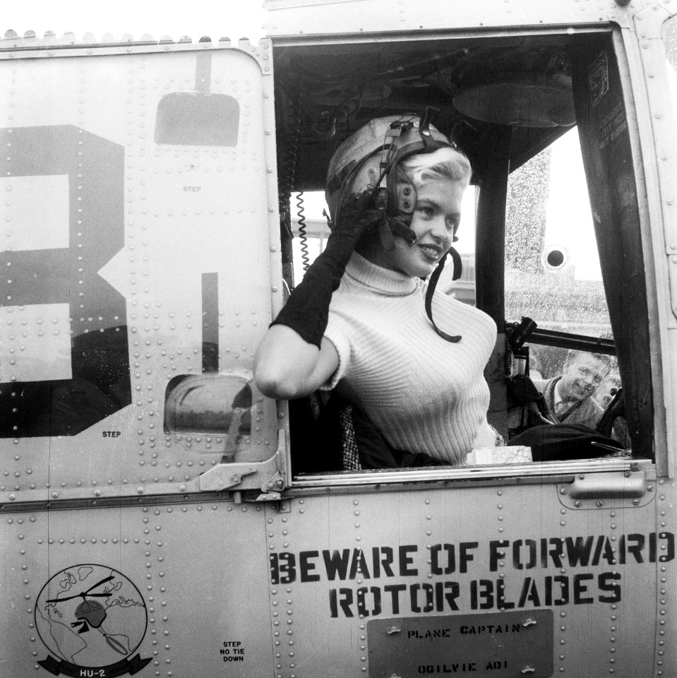 Jayne Mansfield vertrekt per helicopter naar Rotterdam, Bestanddeelnr 909-0249
