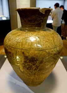 Jar with autumn grasses design, Atsumi ware, excavated at Minamikase, Saiwai-ku, Kawasaki-shi, Kanagawa, Heian period, 1100s AD, ceramic - Tokyo National Museum - Ueno Park, Tokyo, Japan - DSC09268