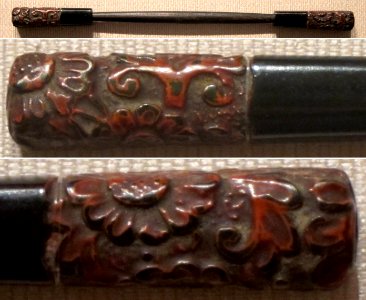 Japanese hair pin, black and red lacquer, Edo or Taisho, Honolulu Museum of Art II