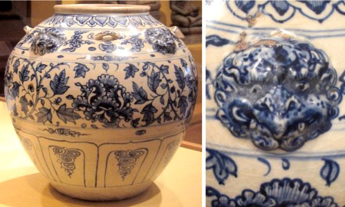 Jar with masks from Vietnam, Annam, 15th century, stoneware, HAA