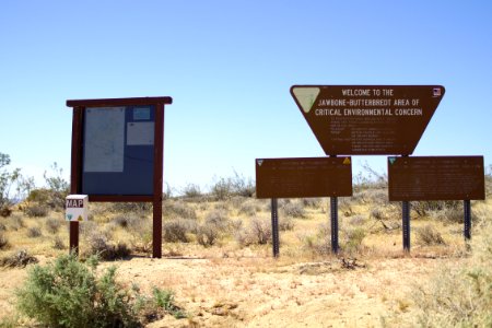 Jawbone-Butterbredt Area of Critical Environmental Concern signs near SR178 2016-04-05