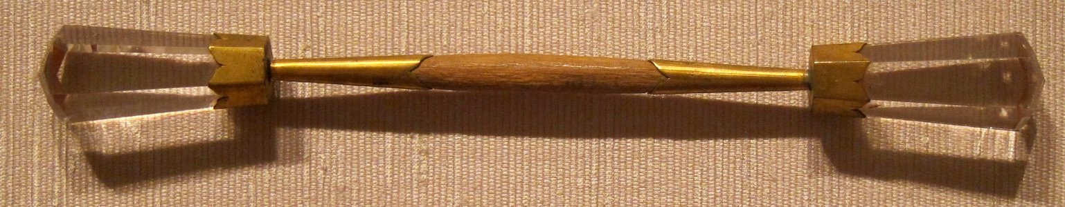 Japanese hair pin, glass, brass, and wood, Edo or Taisho, Honolulu Museum of Art