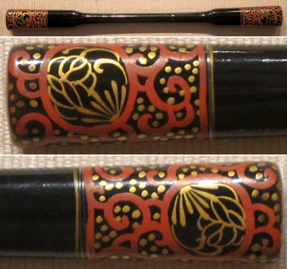 Japanese hair pin, black and red lacquer, Edo or Taisho, Honolulu Museum of Art I