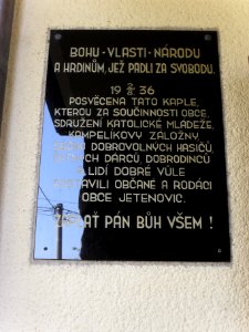 JETENOVICE - kaplička, levá plaketa