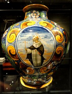 Jar perhaps with Saint Dominic, attributed to workshop of Domenico da Venezia, Venice, c. 1560-1575 - Royal Ontario Museum - DSC09496