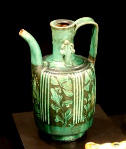 Jar with modeled details, Liao dynasty, 907-1125, earthenware with green glaze - Östasiatiska museet, Stockholm - DSC09630