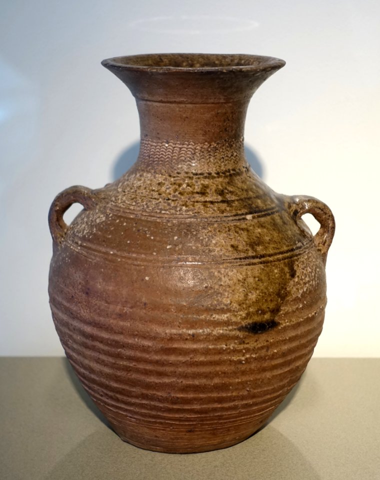 Jar with two lugs, Nanjing or Zhejiang province, China, Han dynasty, 1st century BC to 1st century AD, earthenware, ash glaze - Peabody Essex Museum - Salem, MA - DSC05134