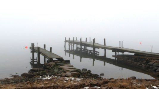 Jetties in fog at Holländaröd