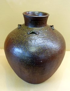 Jar with four handles, Bizen ware, Momoyama period, dated June 21, 1580 AD, ceramic - Hakone Museum of Art - Hakone, Kanagawa, Japan - DSC08267