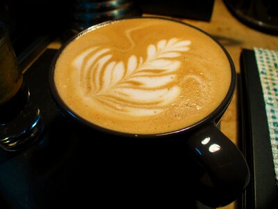 Latte latte art black coffee photo
