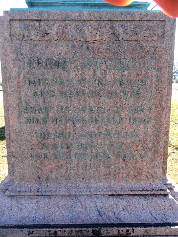 Jerome Wheelock by Herbert Adams inscription - Grafton, MA - DSC04534