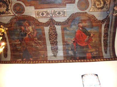 Jatxou (Pyr-Atl. Fr) Church St.-Sébasrtien Wall painting St.Mathieu, St,Jean