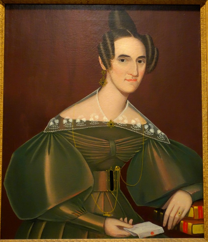 Jeannette Woolley, later Mrs. John Vincent Storm, by Ammi Phillips, c. 1838, oil on canvas - Brooklyn Museum - DSC09584