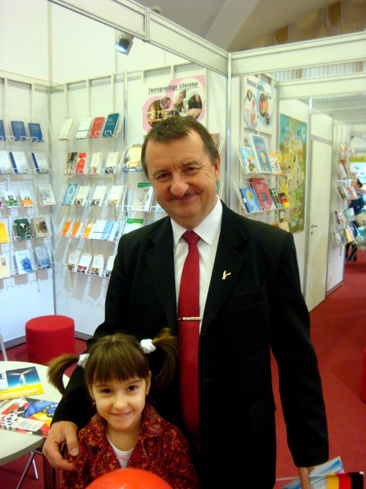 Jaugen Kryzhanouski and his daughter - on an International book exhibition in Minsk city - 14 February 2015 AD - 1