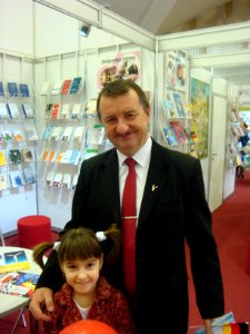 Jaugen Kryzhanouski and his daughter - on an International book exhibition in Minsk city - 14 February 2015 AD - 1