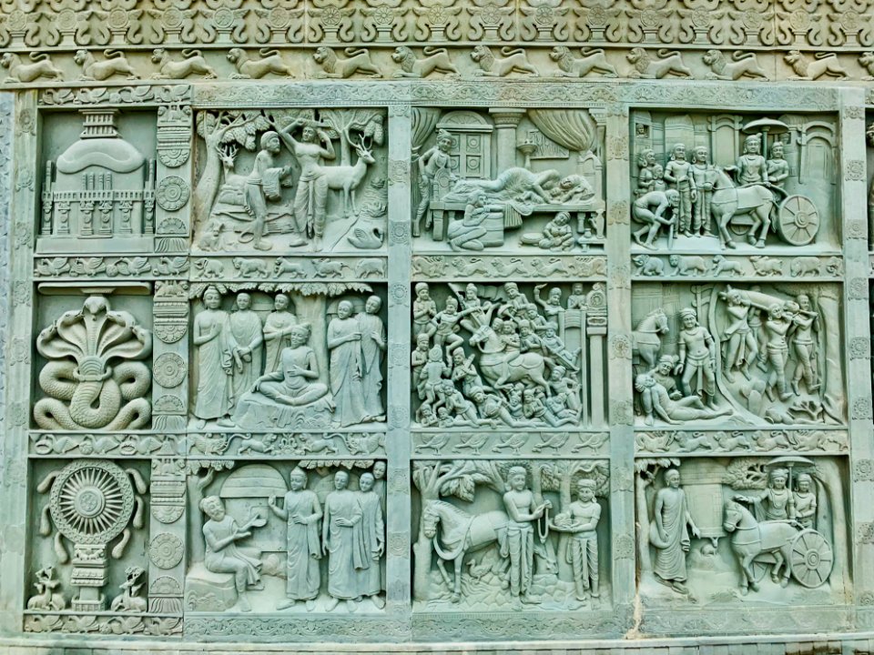 Jataka tales panels, Dhamma Nagajjuna, Nagarjuna Sagar Telangana, India - 1