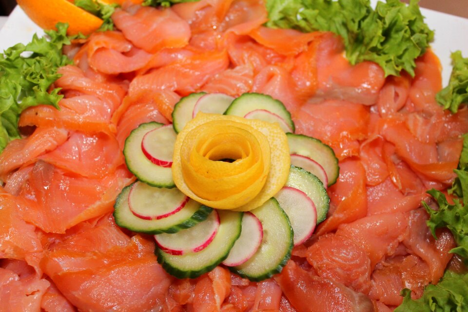 Salmon salad cold buffet