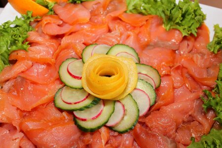 Salmon salad cold buffet