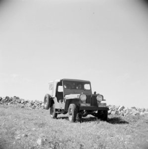 Jeep op een 'track' een onverharde weg, Bestanddeelnr 255-5691